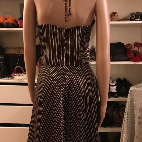 Alyn Paige Brown w/Cream striped satin dress - Picture 7 of 8